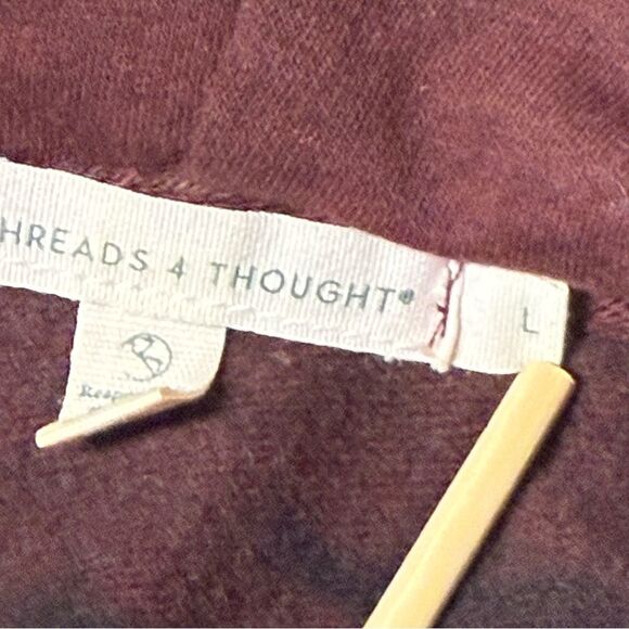 Threads 4 Thought Mens Burgundy Multi Dark Cloud Wash Hoodie Size L - Picture 7 of 12
